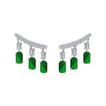 TRIPLE DROPPED EMERALD STUD DIAMOND EARRING