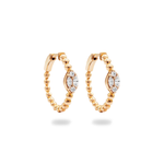 RADIANT BEADED HOOP DIAMOND EARRING