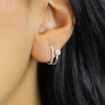 FLOWER CUFF & STUD DIAMOND EARRING