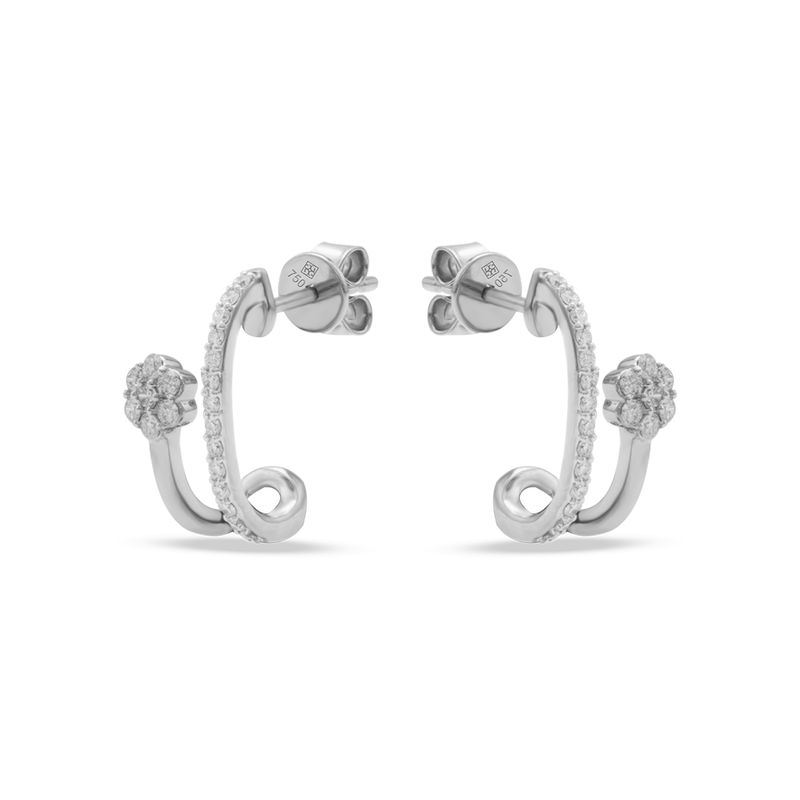 FLOWER CUFF & STUD DIAMOND EARRING