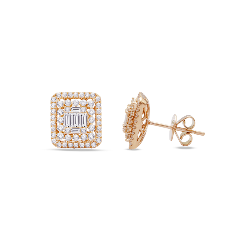 CUBIC SQUARE CLUSTER DIAMOND EARRING