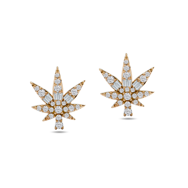 MAPLE LEAF STUD DIAMOND EARRING