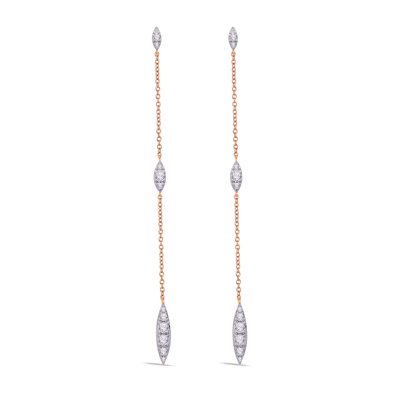 LONG RADIANT MARQUISE STUD DIAMOND EARRING