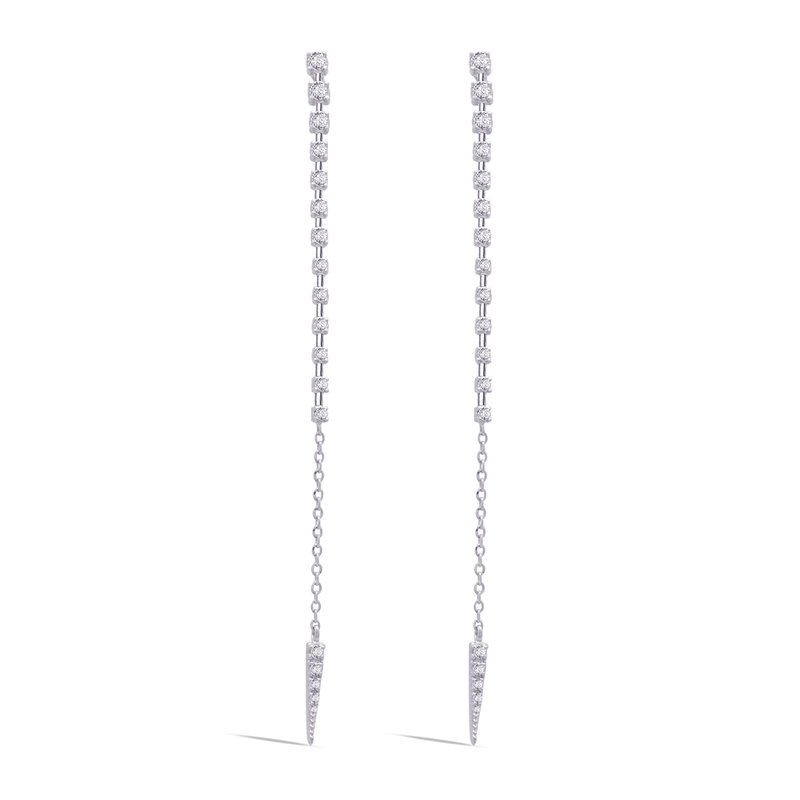 LONG HALF TENNIS STUD DIAMOND EARRING