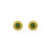 MULTIPLE ROUND BEADS WITH GREEN STONE STUD GOLD EARRING