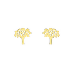 ENGRAVED TREE STUD GOLD EARRING