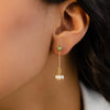 MULTI DROPPED PEARL & GREEN MALACHITE STUD GOLD EARRING