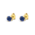 BLUE ROUND STONE STUD GOLD EARRING