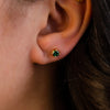 GREEN ROUND STONE STUD GOLD EARRING