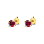 RED ROUND STONE STUD GOLD EARRING