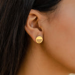 CIRCLE LOCKET STUD GOLD EARRING