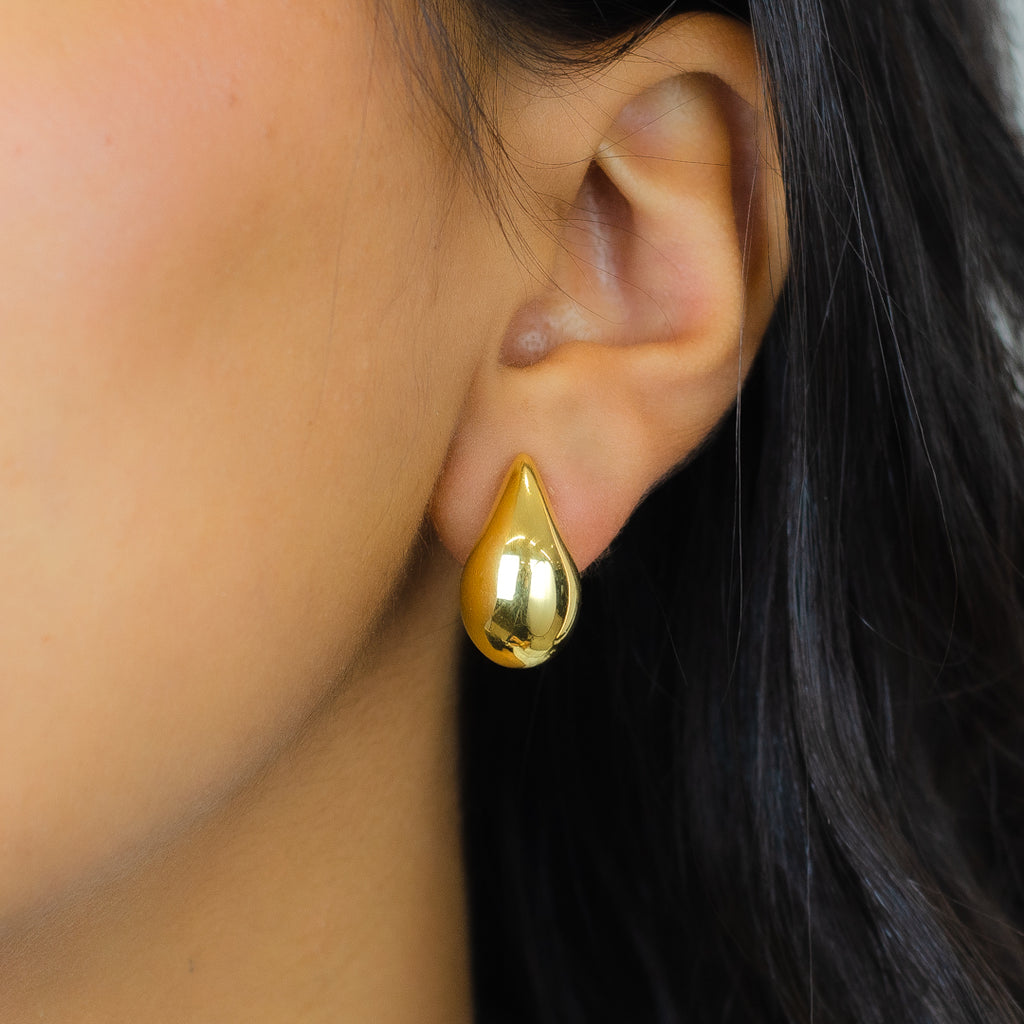 HUGE TEARDROP CLIP-ON GOLD EARRING