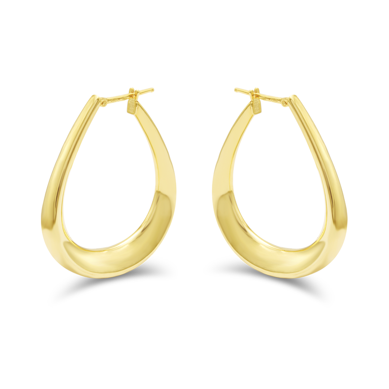 THIN DROP HOOP GOLD EARRING