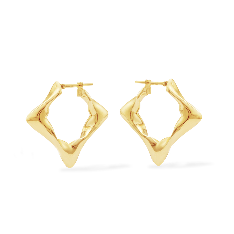 LOOPED RHOMBUS CLIP-ON GOLD EARRING