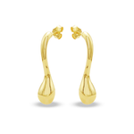 BLOWNED TEARDROP STUD GOLD EARRING