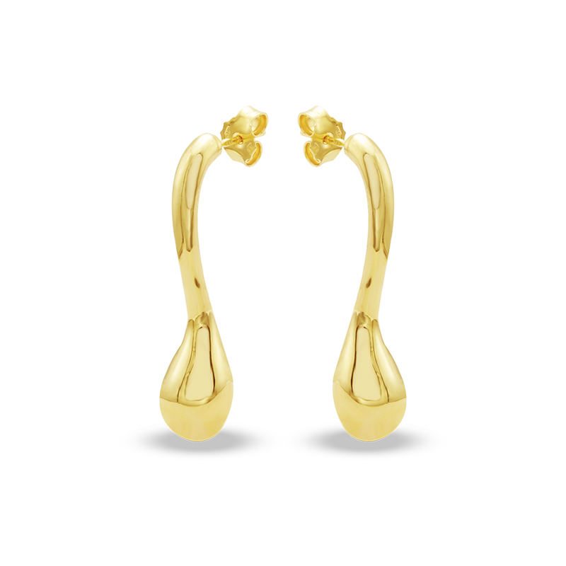 BLOWNED TEARDROP STUD GOLD EARRING