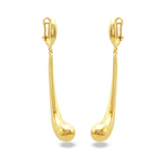 LONG BLOWNED TEARDROP STUD GOLD EARRING