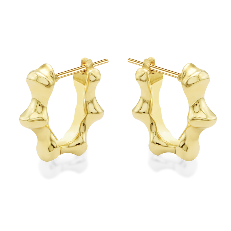 BAMBOO-SHAPE CLIP-ON GOLD EARRING