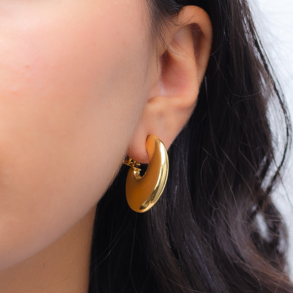 FLATTENED CLIP-ON GOLD EARRING