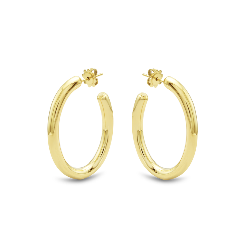 OVAL OPEN HOOP STUD GOLD EARRING