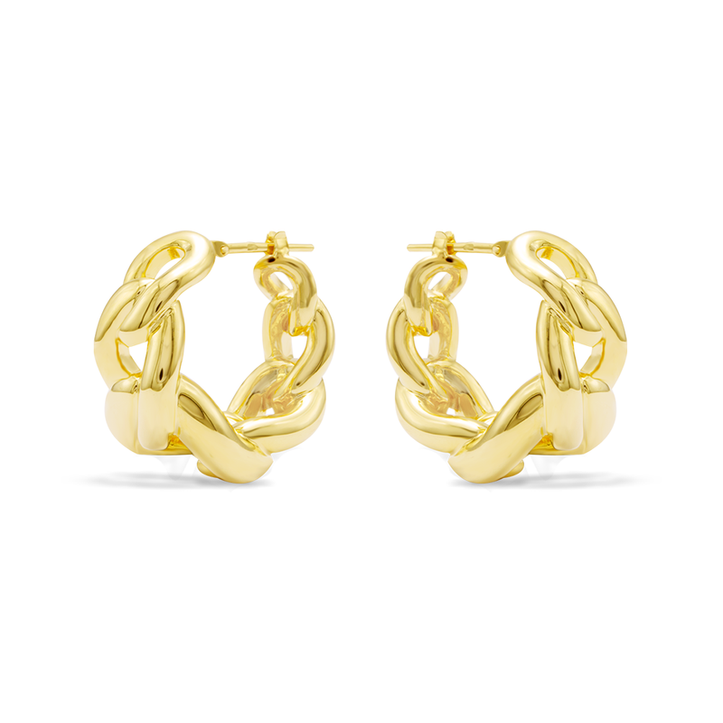 GOURMET LINKS HOOP GOLD EARRING