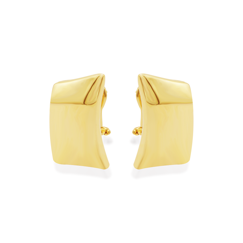 FLAT SHAPE CLIP-ON GOLD EARRING