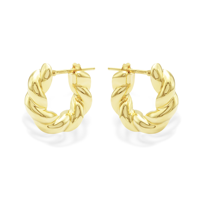 ROPE-SHAPE HOOP GOLD EARRING