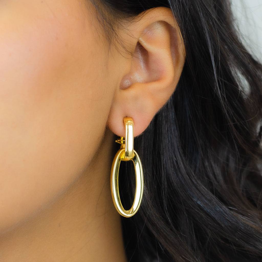 OVAL DOOR KNOCKER CLIP-ON GOLD EARRING