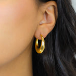 THICK DROP HOOP GOLD EARRING