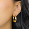 THICK DROP HOOP GOLD EARRING