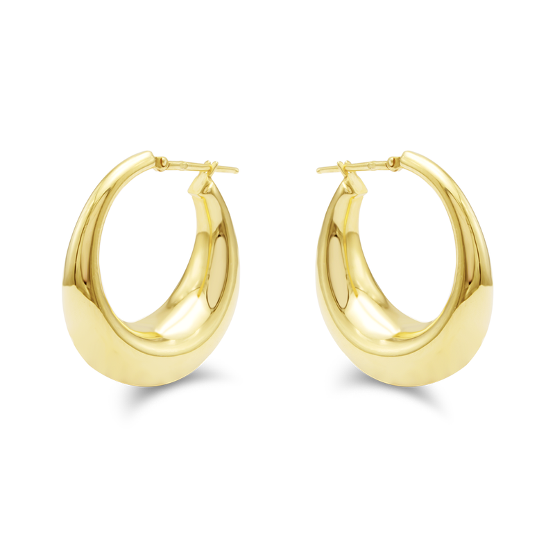 THICK DROP HOOP GOLD EARRING