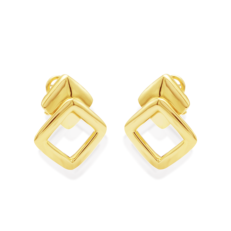 DOUBLE RHOMBUS CLIP-ON GOLD EARRING