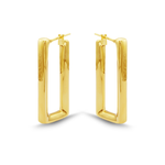 LONG RECTANGLE HOOP GOLD EARRING