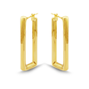 LONG RECTANGLE HOOP GOLD EARRING