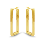 LONG RECTANGLE HOOP GOLD EARRING