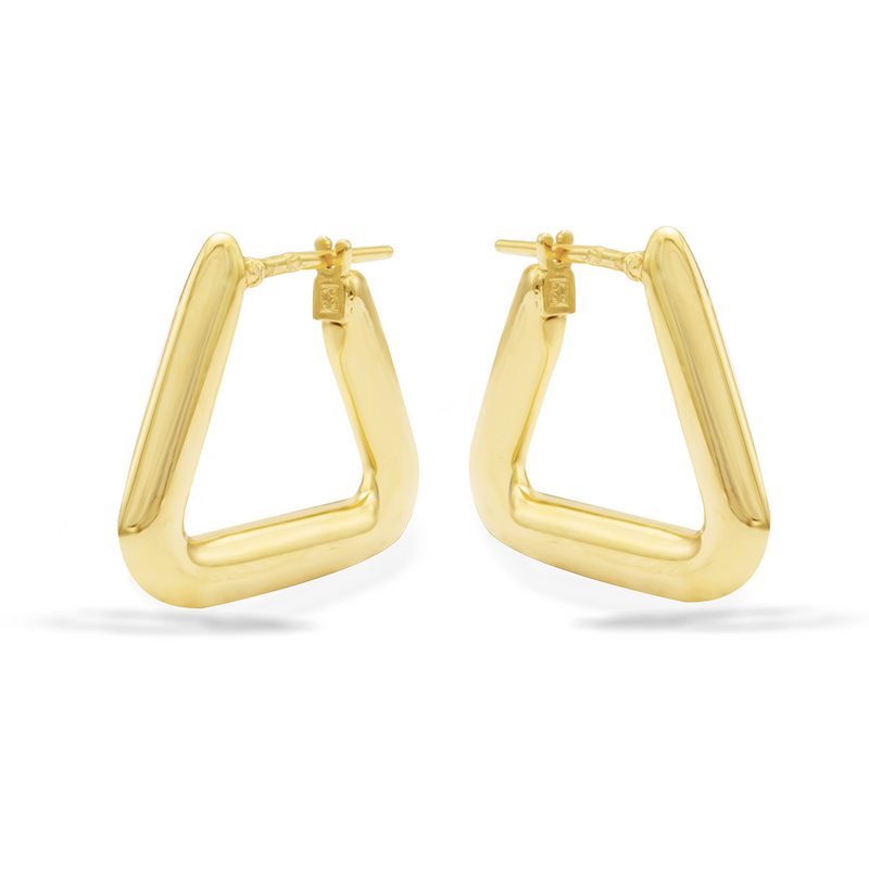 CURVED TRIANGLE HOOP GOLD EARRING