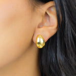 OVAL BUTTON CLIP-ON GOLD EARRING