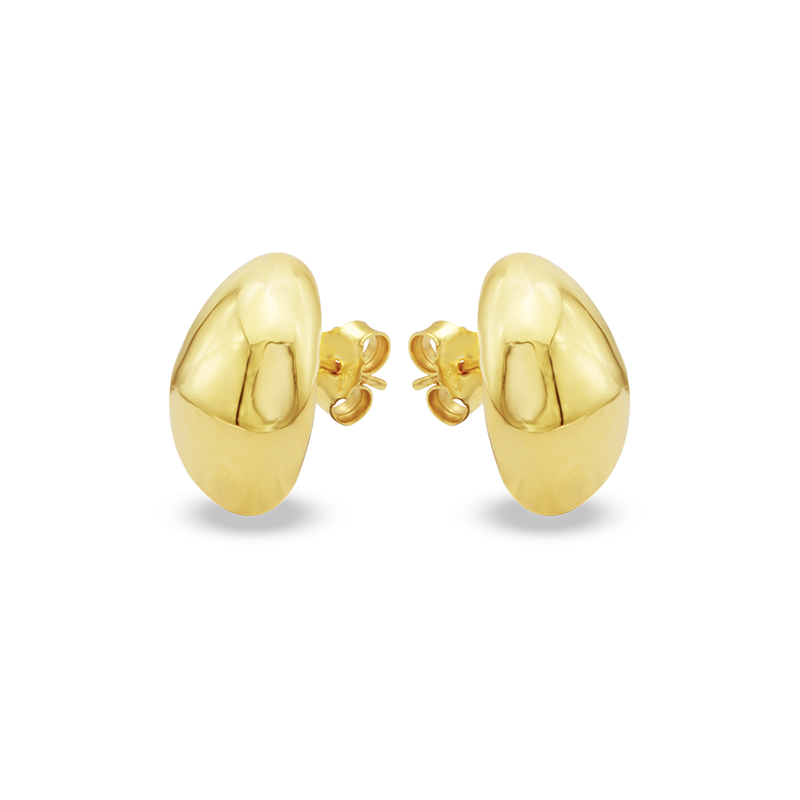 OVAL BUTTON CLIP-ON GOLD EARRING