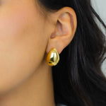 PUFFY TRIANGLE STUD GOLD EARRING