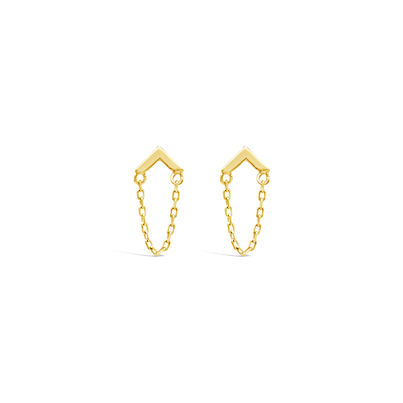 ARROW WITH DROPPING CHAIN GOLD EARRING