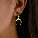 DROPPED MOON STUD GOLD EARRING