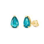 COLOURED PEAR STONE STUD GOLD EARRING