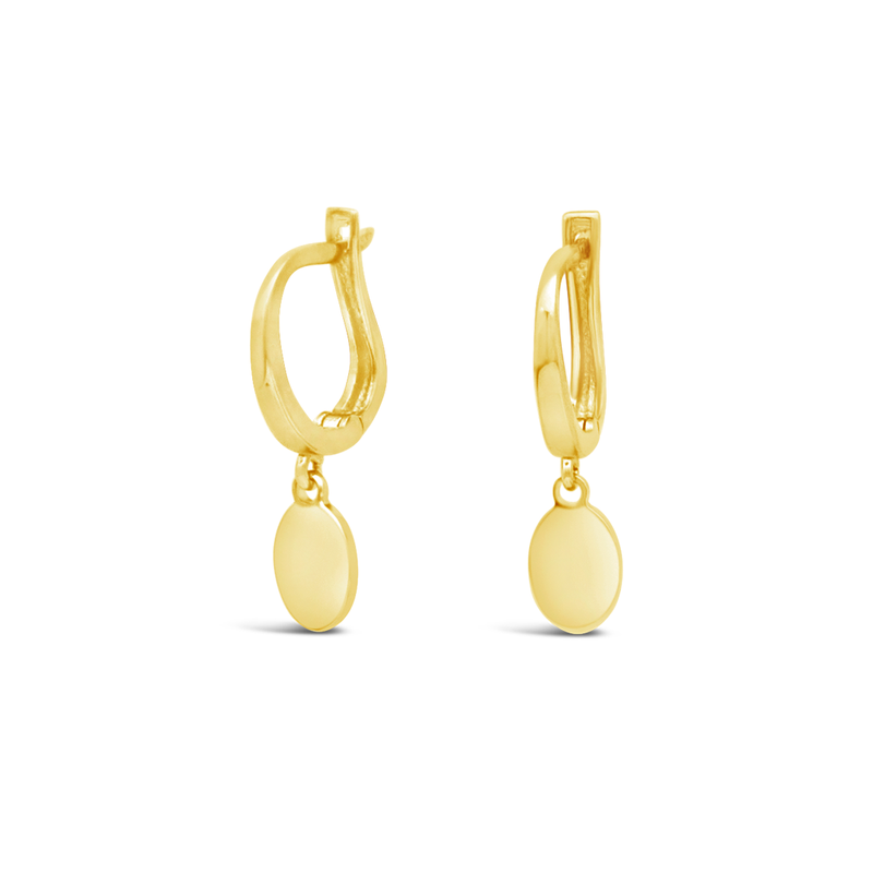 DROPPING OVAL ENGLISH LOCK GOLD EARRING