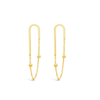 CURVY BAR CHAIN WITH BEADS STUD GOLD EARRING