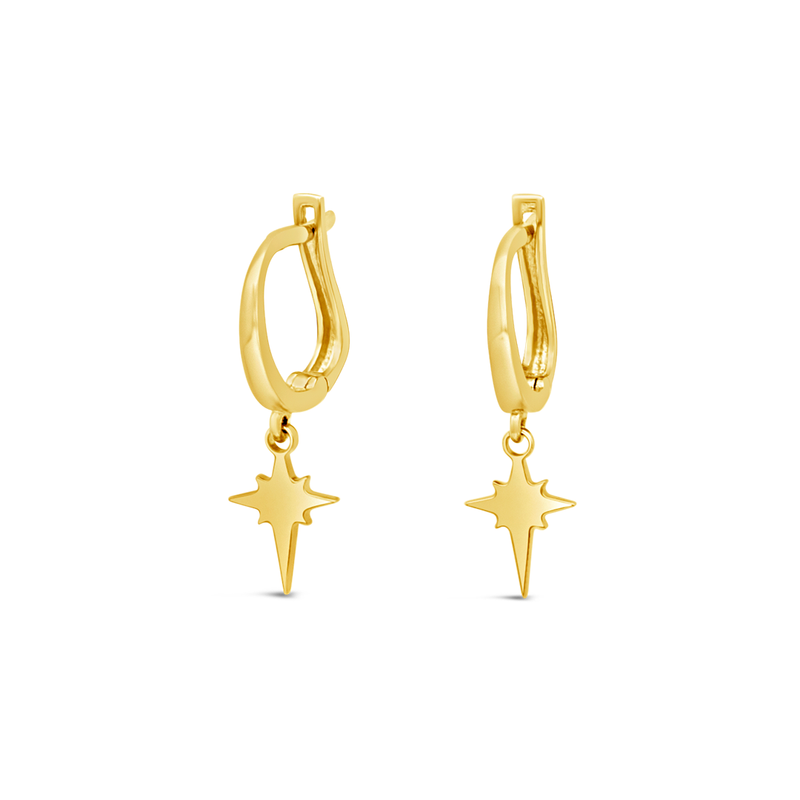 DROPPING NORTH STAR ENGLISH LOCK GOLD EARRING
