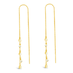 LONG DANGLING BEADS AND PEARS THREADER GOLD EARRING