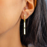 FLAT RECTANGLE BARS STUD GOLD EARRING