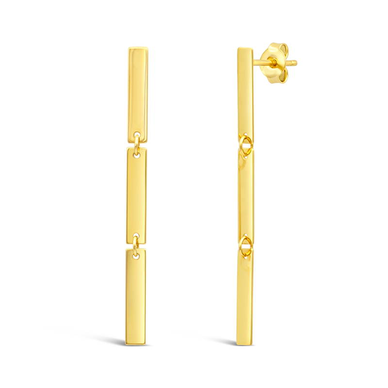 FLAT RECTANGLE BARS STUD GOLD EARRING