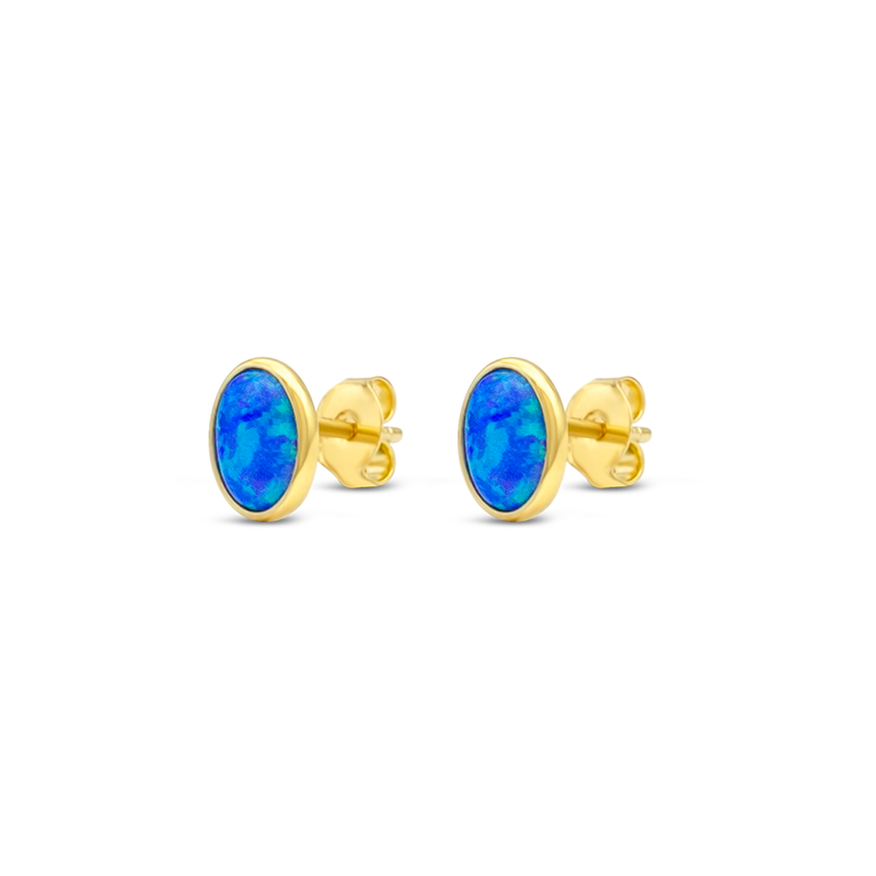 FRAMED OPAL STUD GOLD EARRING