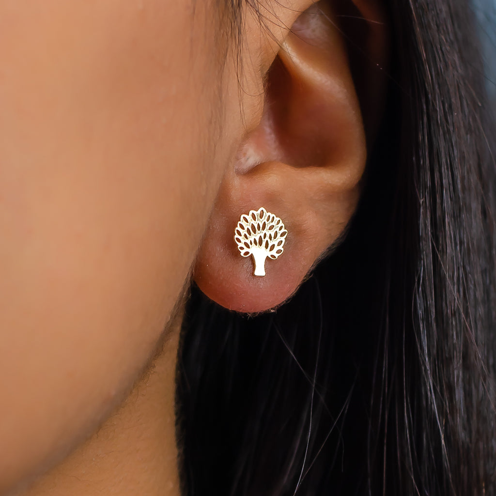 TREE OF LIFE STUD GOLD EARRING